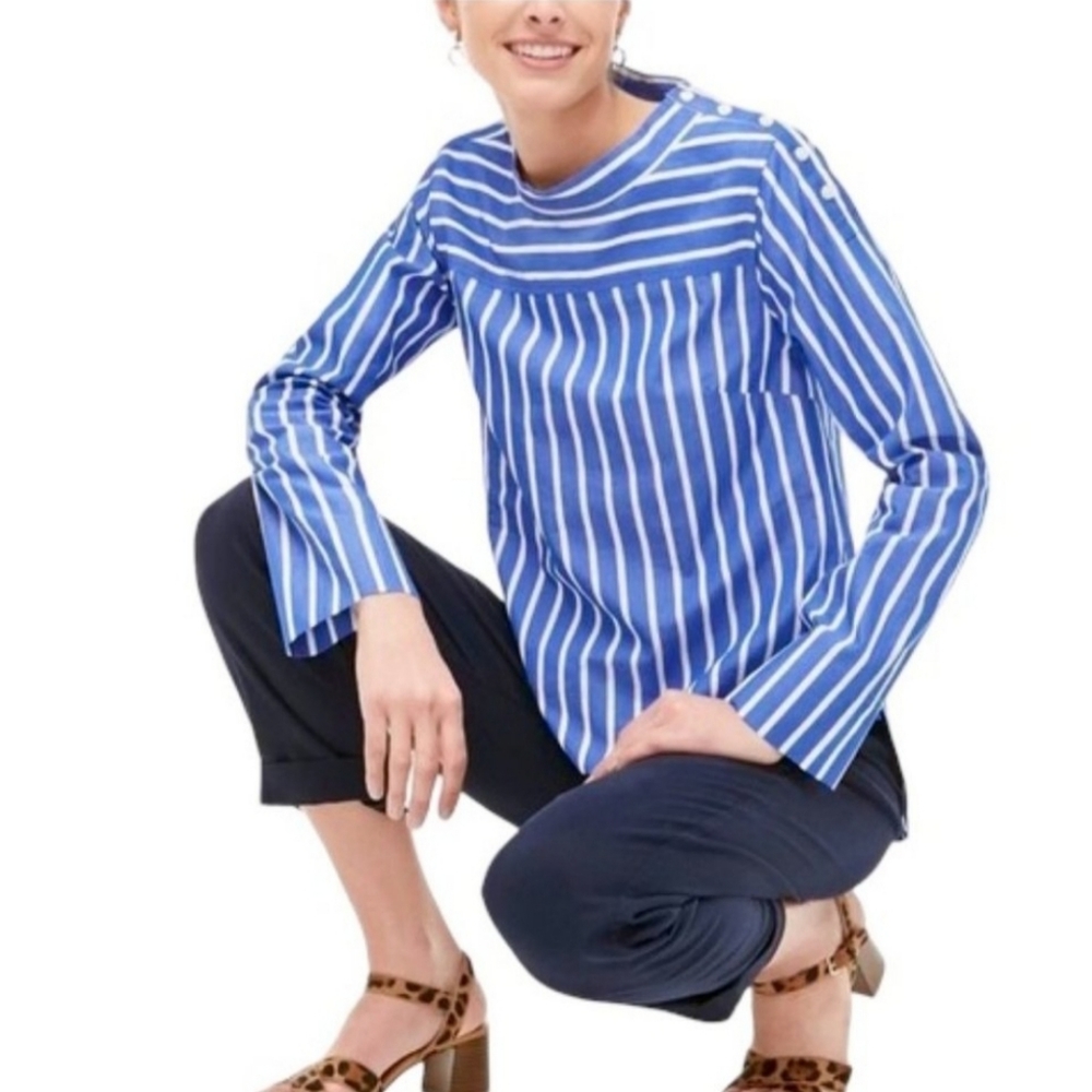 Maddie stripe funnel neck shirt
